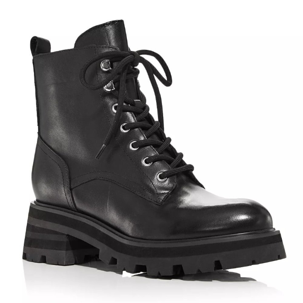 Marc Fisher Women's Lucien Lace Up Booties Black Leather